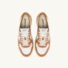 BASKETS MEDALIST LOW BICOLOR EN CUIR BLANC ET SAND STORM