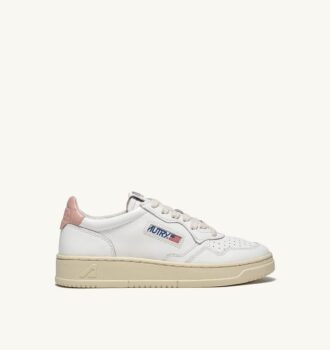 BASKETS MEDALIST LOW EN CUIR BLANC ET ROSE