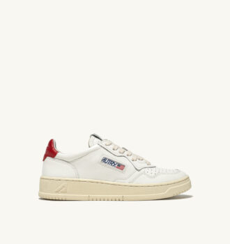 BASKETS MEDALIST LOW EN CUIR BLANC ET ROUGE