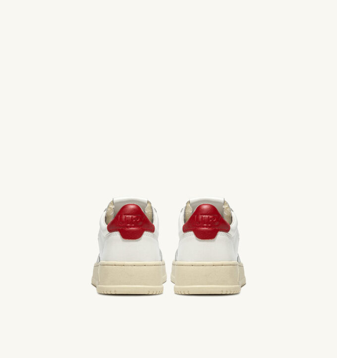 BASKETS MEDALIST LOW EN CUIR BLANC ET ROUGE