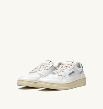 BASKETS MEDALIST LOW EN CUIR BLANC ET VERT