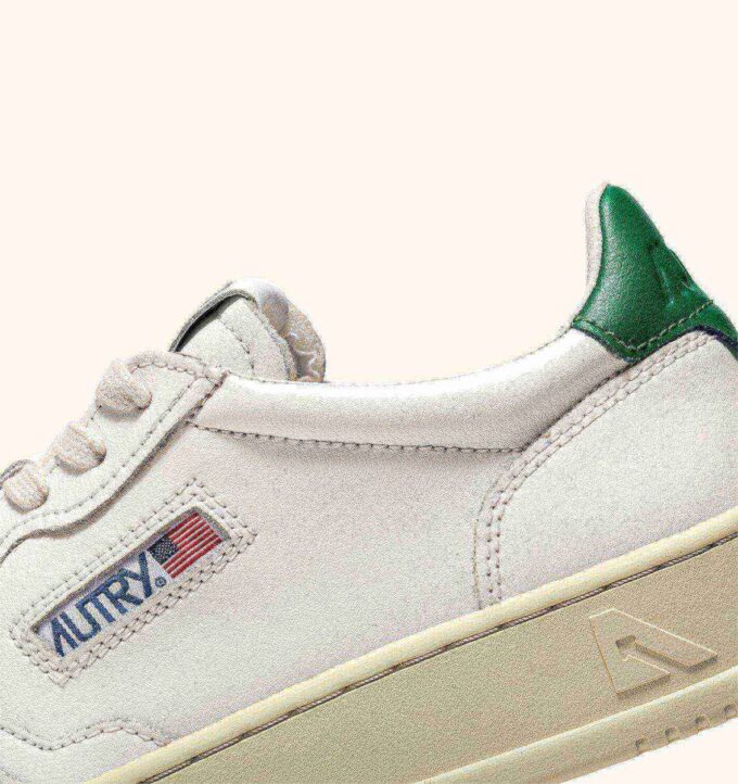 BASKETS MEDALIST LOW EN CUIR BLANC ET VERT