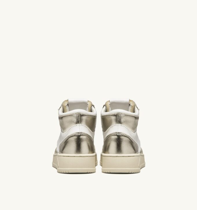 BASKETS MEDALIST MID BICOLOR EN CUIR BLANC ET PLATINE METALLISE’