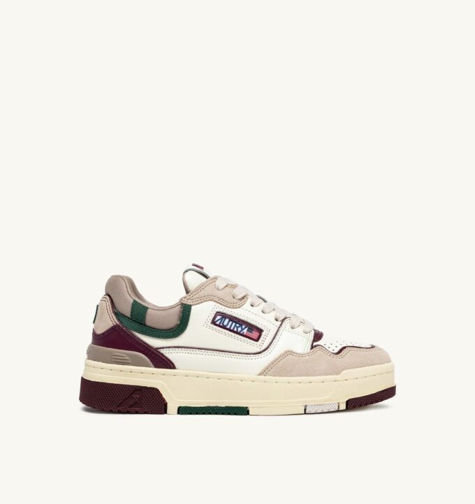 CLC LOW SNEAKERS IN IVORY WHITE AND BURGUNDY SUEDE AND LEATHER CLC LOW SNEAKERS IN IVORY WHITE AND BURGUNDY SUEDE AND LEATHER