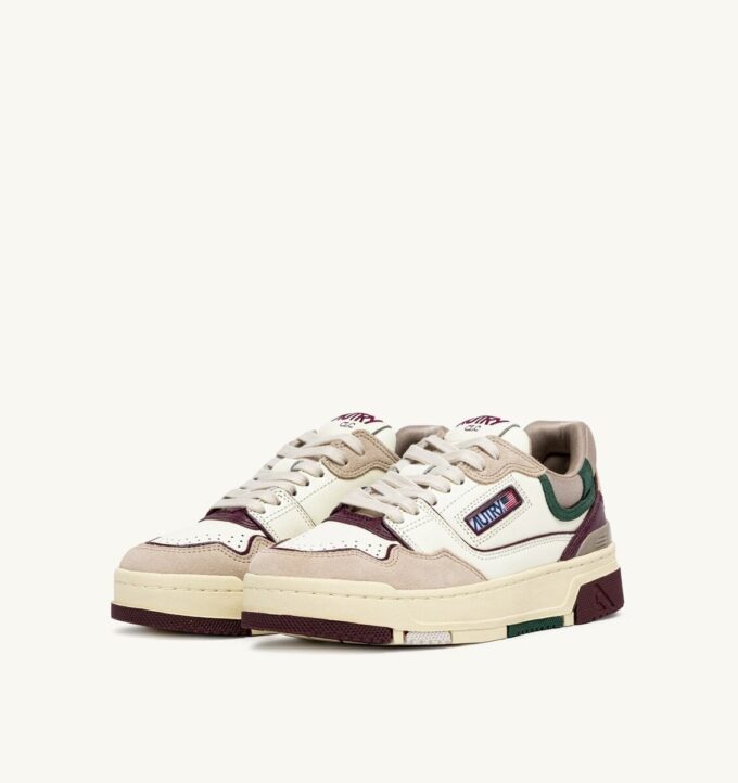 CLC LOW SNEAKERS IN IVORY WHITE AND BURGUNDY SUEDE AND LEATHER CLC LOW SNEAKERS IN IVORY WHITE AND BURGUNDY SUEDE AND LEATHER