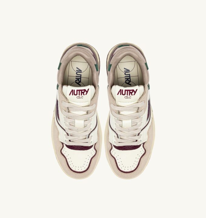 CLC LOW SNEAKERS IN IVORY WHITE AND BURGUNDY SUEDE AND LEATHER CLC LOW SNEAKERS IN IVORY WHITE AND BURGUNDY SUEDE AND LEATHER