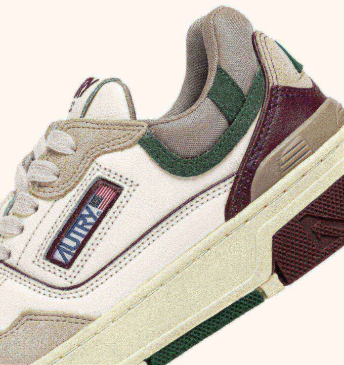 CLC LOW SNEAKERS IN IVORY WHITE AND BURGUNDY SUEDE AND LEATHER CLC LOW SNEAKERS IN IVORY WHITE AND BURGUNDY SUEDE AND LEATHER