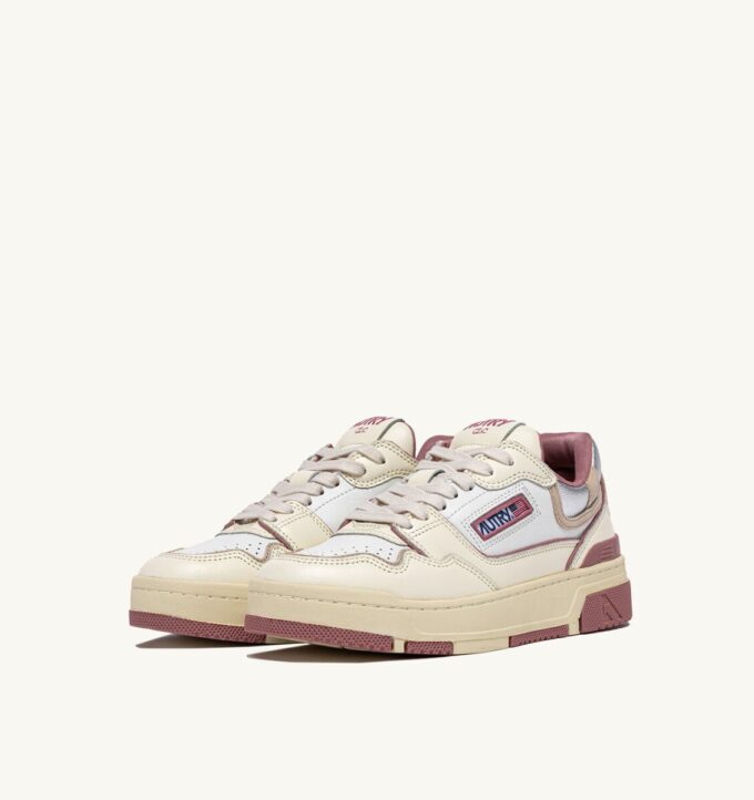 CLC LOW SNEAKERS IN WHISPER WHITE ASH ROSE AND SILVER LEATHER CLC LOW SNEAKERS IN WHISPER WHITE ASH ROSE AND SILVER LEATHER