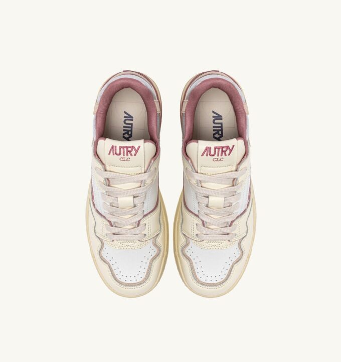 CLC LOW SNEAKERS IN WHISPER WHITE ASH ROSE AND SILVER LEATHER CLC LOW SNEAKERS IN WHISPER WHITE ASH ROSE AND SILVER LEATHER