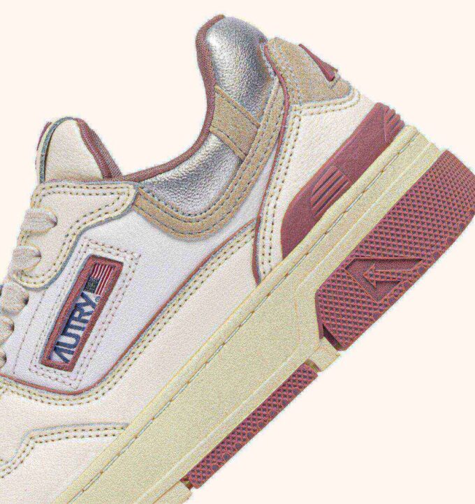 CLC LOW SNEAKERS IN WHISPER WHITE ASH ROSE AND SILVER LEATHER CLC LOW SNEAKERS IN WHISPER WHITE ASH ROSE AND SILVER LEATHER