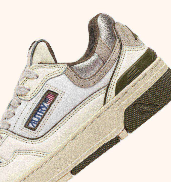 CLC LOW SNEAKERS IN WHISPER WHITE LIZARD AND PLATINUM LEATHER CLC LOW SNEAKERS IN WHISPER WHITE LIZARD AND PLATINUM LEATHER