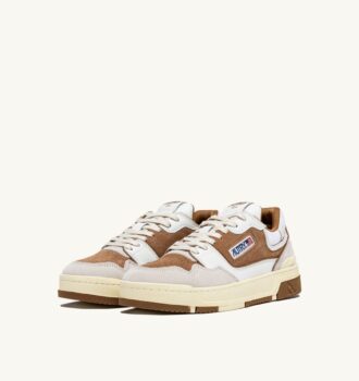 CLC LOW SNEAKERS IN WHITE AND CIGAR LEATHER AND SUEDE