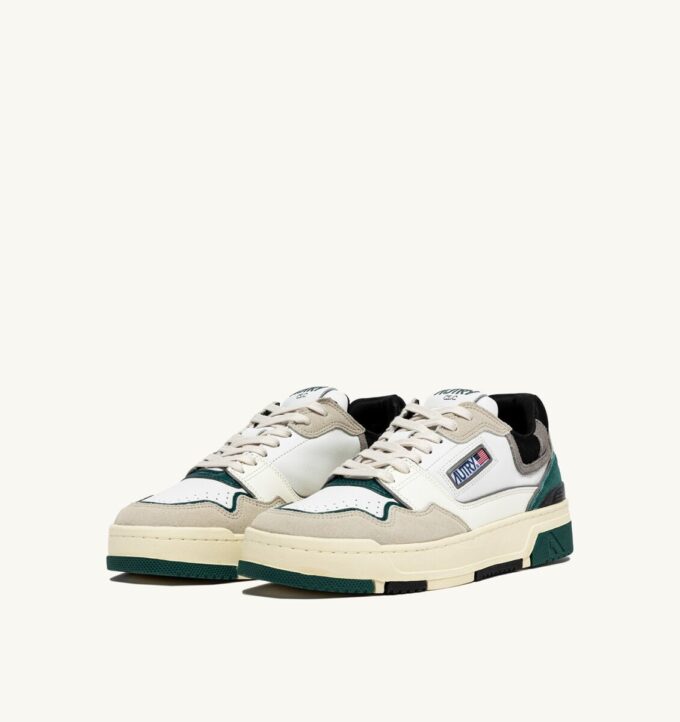 CLC LOW SNEAKERS IN WHITE AND FOREST SUEDE AND LEATHER