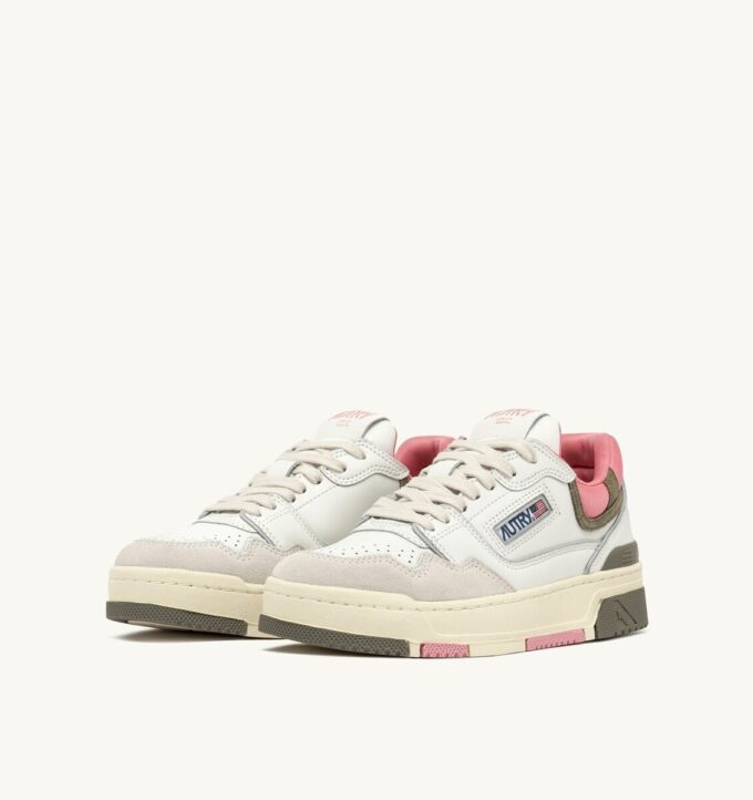 CLC LOW SNEAKERS IN WHITE AND GERANIUM LEATHER SUEDE CLC LOW SNEAKERS IN WHITE AND GERANIUM LEATHER SUEDE