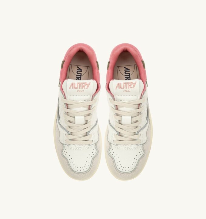 CLC LOW SNEAKERS IN WHITE AND GERANIUM LEATHER SUEDE CLC LOW SNEAKERS IN WHITE AND GERANIUM LEATHER SUEDE