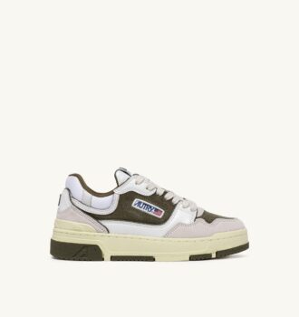 CLC LOW SNEAKERS IN WHITE AND HUNTER GREEN LEATHER AND SUEDE