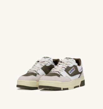CLC LOW SNEAKERS IN WHITE AND HUNTER GREEN LEATHER AND SUEDE