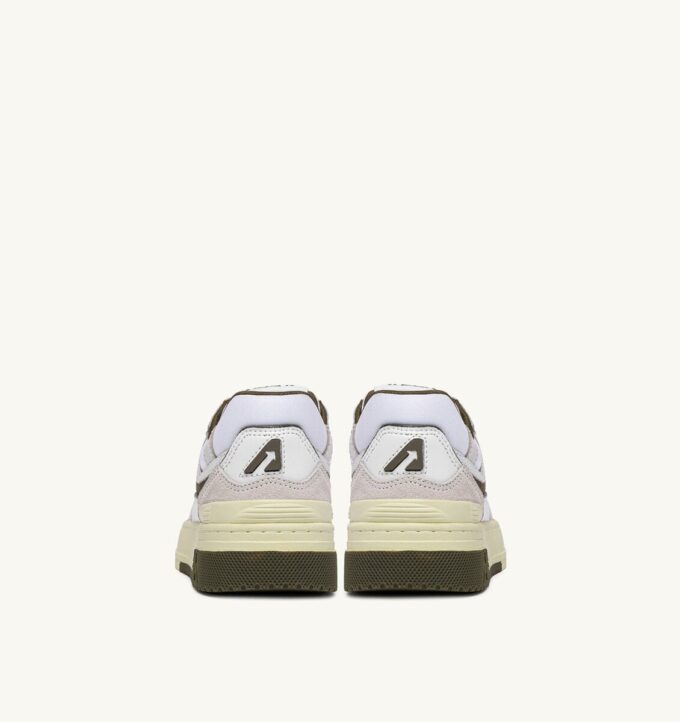 CLC LOW SNEAKERS IN WHITE AND HUNTER GREEN LEATHER AND SUEDE