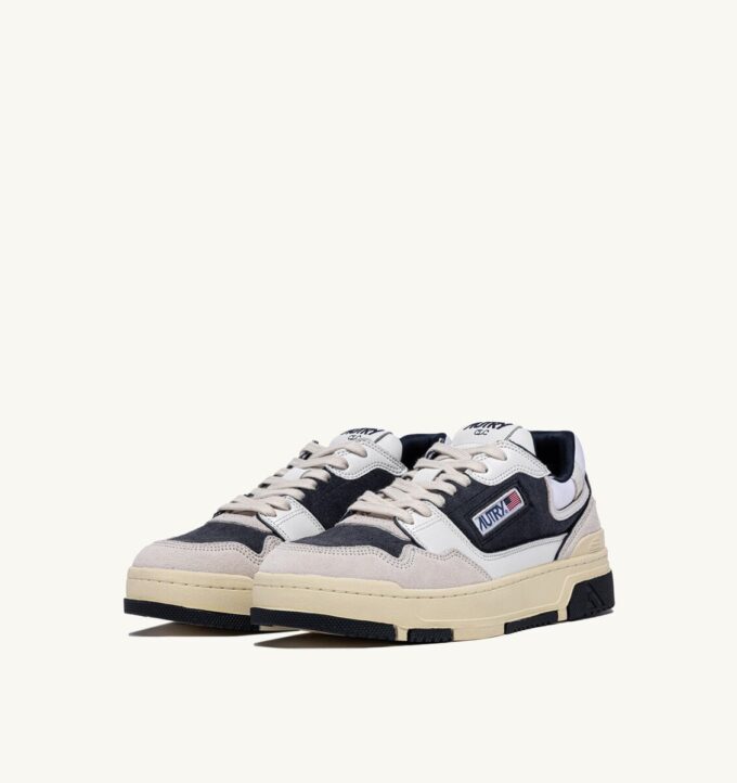 CLC LOW SNEAKERS IN WHITE AND SPACE BLUE LEATHER AND SUEDE