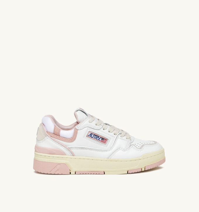 CLC LOW SNEAKERS IN WHITE LEATHER AND POWDER PINK SUEDE