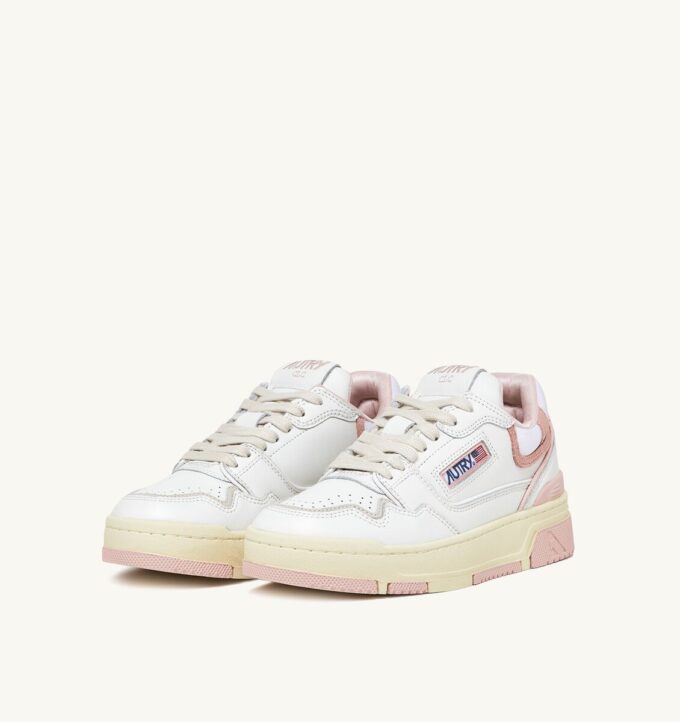 CLC LOW SNEAKERS IN WHITE LEATHER AND POWDER PINK SUEDE
