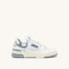 CLC LOW SNEAKERS IN WHITE LEATHER AND SILVER BLUE SUEDE