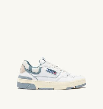 CLC LOW SNEAKERS IN WHITE LEATHER AND SILVER BLUE SUEDE CLC LOW SNEAKERS IN WHITE LEATHER AND SILVER BLUE SUEDE