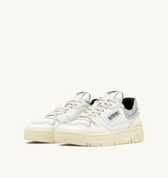 CLC LOW SNEAKERS IN WHITE LEATHER AND SILVER SUEDE CLC LOW SNEAKERS IN WHITE LEATHER AND SILVER SUEDE