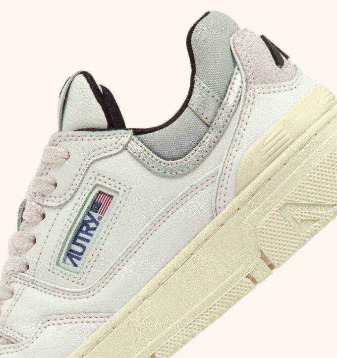 CLC LOW SNEAKERS IN WHITE LEATHER AND SILVER SUEDE