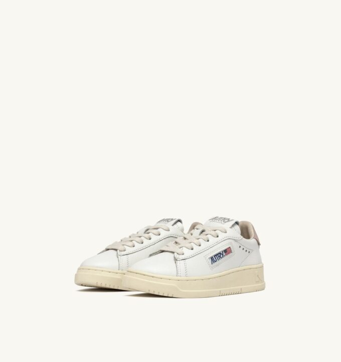 DALLAS KIDS LOW SNEAKERS IN WHITE AND POWDER PINK LEATHER