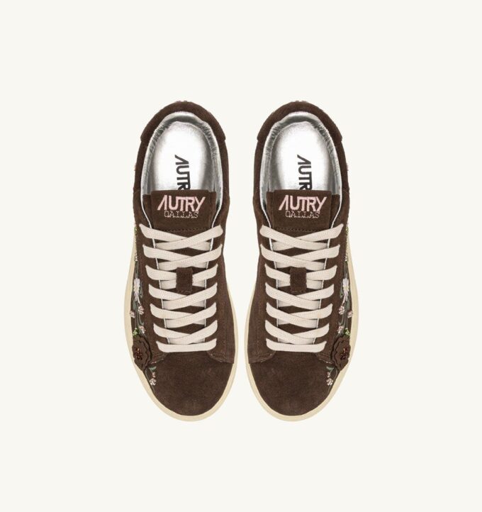 DALLAS LOW ‘FLORAL’ SNEAKERS IN BROWN SUEDE