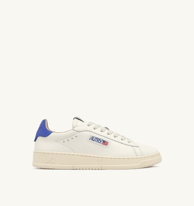 DALLAS LOW SNEAKERS IN MARSHMALLOW AND BLUE LEATHER