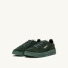 DALLAS LOW SNEAKERS IN MARSHMALLOW AND BOTTLE GREEN SUEDE
