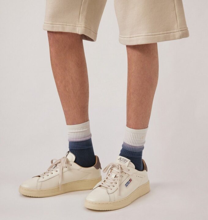 DALLAS LOW SNEAKERS IN MARSHMALLOW AND MOREL LEATHER