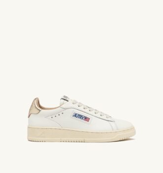 DALLAS LOW SNEAKERS IN WHITE AND GOLD LEATHER