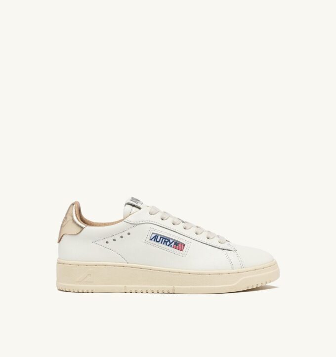 DALLAS LOW SNEAKERS IN WHITE AND GOLD LEATHER