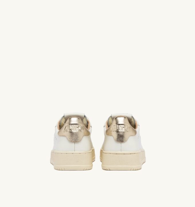 DALLAS LOW SNEAKERS IN WHITE AND GOLD LEATHER