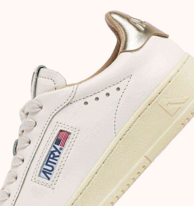 DALLAS LOW SNEAKERS IN WHITE AND GOLD LEATHER