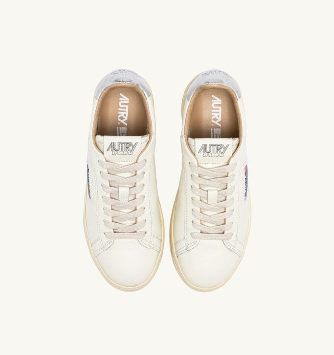 DALLAS LOW SNEAKERS IN WHITE AND SILVER LEATHER
