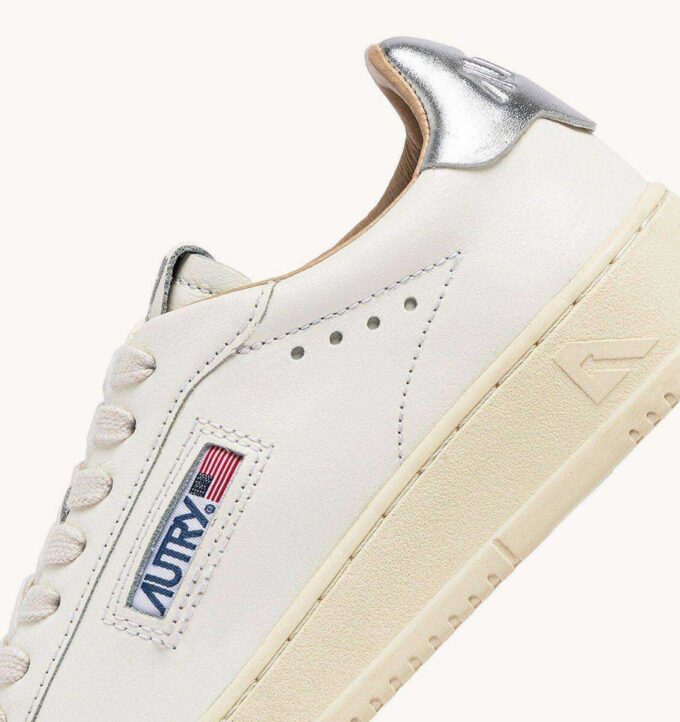 DALLAS LOW SNEAKERS IN WHITE AND SILVER LEATHER