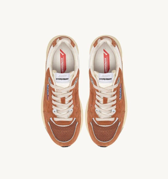 HYPERWAY SNEAKERS IN BROWN AND SILVER-TONE SUEDE AND MESH HYPERWAY SNEAKERS IN BROWN AND SILVER-TONE SUEDE AND MESH