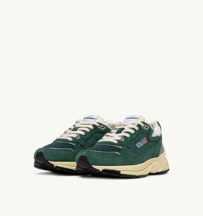 HYPERWAY SNEAKERS IN MALACHITE COLOR AND SILVER-TONE SUEDE AND MESH HYPERWAY SNEAKERS IN MALACHITE COLOR AND SILVER-TONE SUEDE AND MESH
