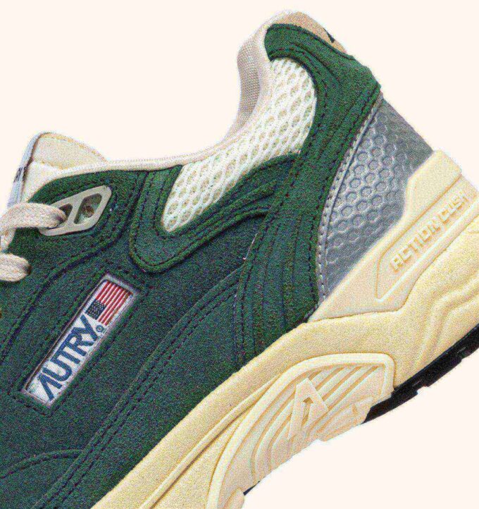 HYPERWAY SNEAKERS IN MALACHITE COLOR AND SILVER-TONE SUEDE AND MESH