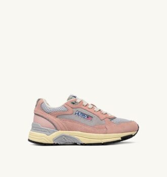 HYPERWAY SNEAKERS IN POWDER PINK AND SILVER-TONE SUEDE AND MESH