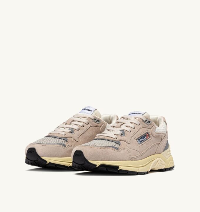 HYPERWAY SNEAKERS IN SAND BROWN AND SILVER-TONE SUEDE AND MESH HYPERWAY SNEAKERS IN SAND BROWN AND SILVER-TONE SUEDE AND MESH