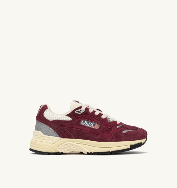 HYPERWAY SNEAKERS IN VINERY AND SILVER MESH AND SUEDE