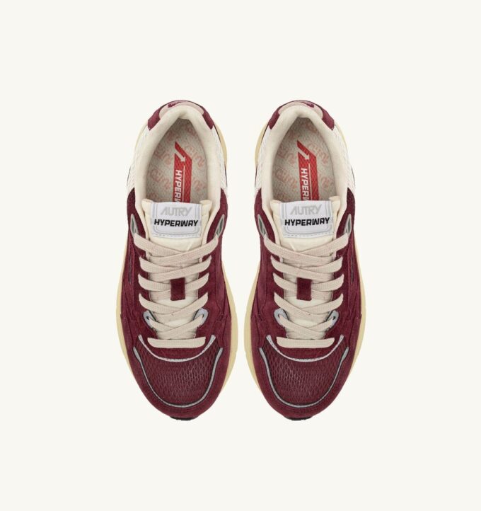 HYPERWAY SNEAKERS IN VINERY AND SILVER MESH AND SUEDE