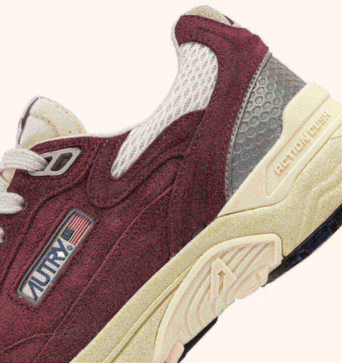 HYPERWAY SNEAKERS IN VINERY AND SILVER MESH AND SUEDE