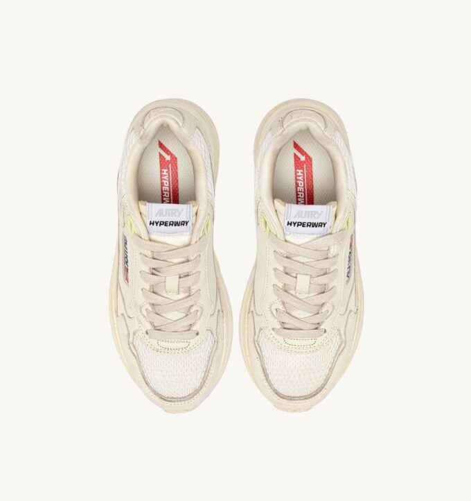 HYPERWAY SNEAKERS IN WHISPER WHITE LAMINATED LEATHER AND MESH HYPERWAY SNEAKERS IN WHISPER WHITE LAMINATED LEATHER AND MESH