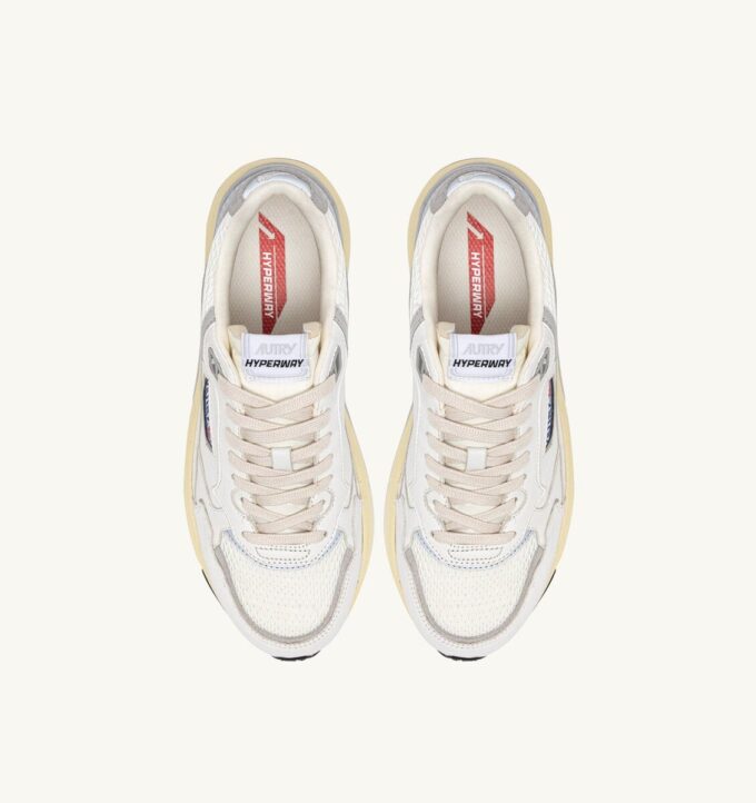 HYPERWAY SNEAKERS IN WHITE AND GRAY SUEDE AND MESH